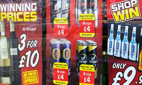 Alcohol on the shelves in an off-licence