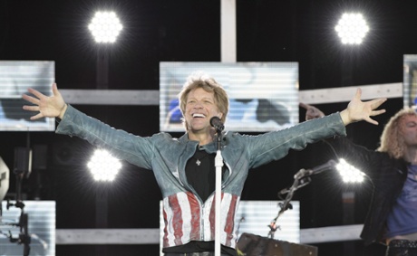Jon Bon Jovi performs on stage at Munich Olympiastadion on May 18, 2013 in Munich, Germany.
