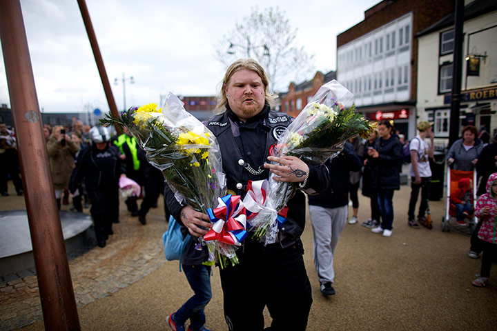Middleton motorbike rally: Man with flowers