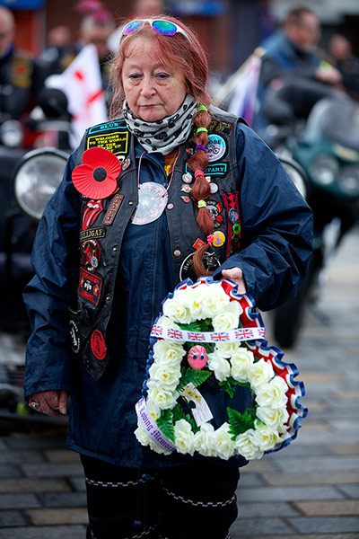 Middleton motorbike rally: Woman lays wreath