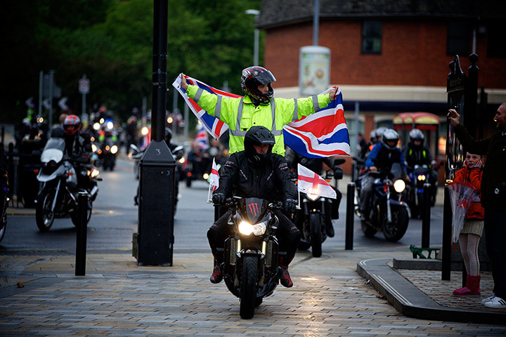 Middleton motorbike rally: Biker with flag