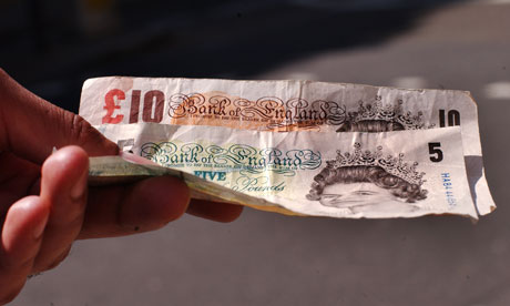 Ten and five pound notes