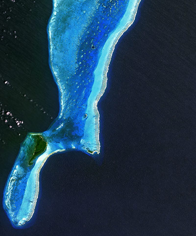 Satellite Eye on Earth: Great Blue Hole.The Lighthouse Atoll in the Belize Barrier Reef