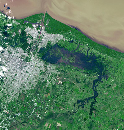 Satellite Eye on Earth: View of severe flooding in La Plata, Argentina