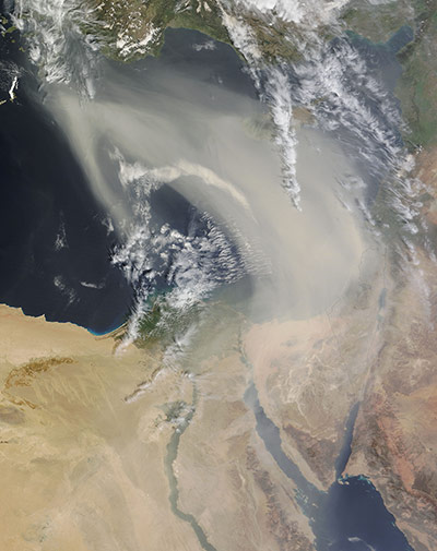 Satellite Eye on Earth: A thick plume of dust blew over the eastern Mediterranean Sea 