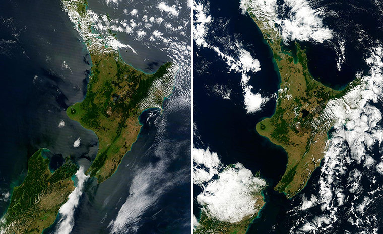 Satellite Eye on Earth: North Island in New Zealand