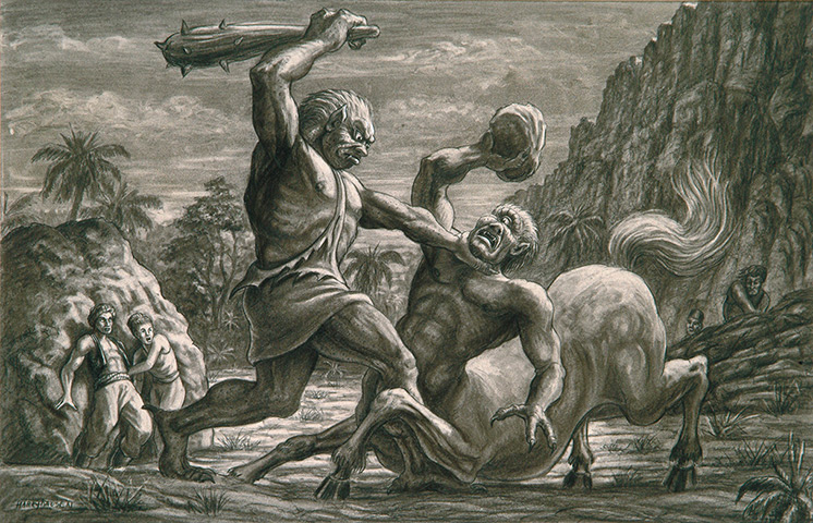 Ray Harryhausen obit: A charcoal and pencil key drawing for the Seventh Voyage of Sinbad