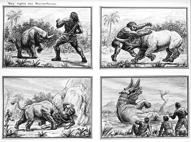 Ray Harryhausen: Ray Harryhausen storyboard for an unidentified film 