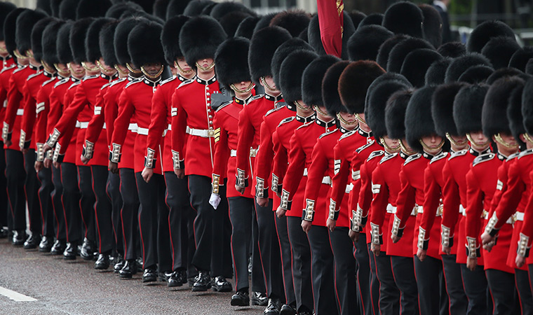 State Opening Parliament: Members of The Guards march on The Mall 