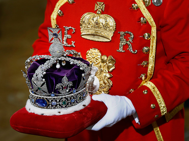 State Opening Parliament: The Imperial State Crown is carried on a cushion 