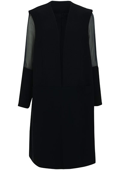 Topshop Unique: Topshop Unique Black coat with chiffon sleeves