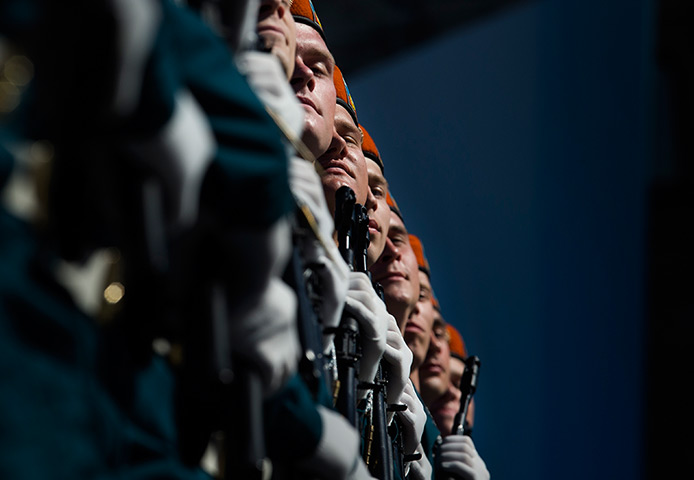 Victory day celebrations: Russian soldiers march on the Red Square, during the Victory Day Parade