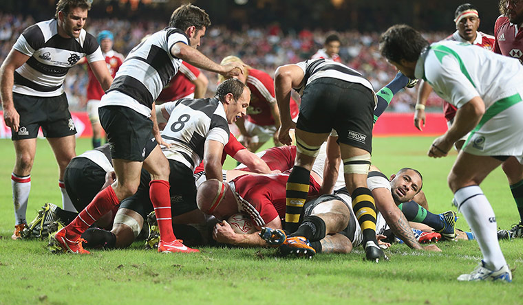 lions: Paul O'Connell scores a try