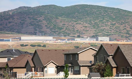 A new NSA data centre sits beyond a residential area in Bluffdale, Utah