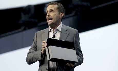 Sony president and chief executive Andrew House introduces the PS4.