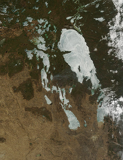 Satellite Eye on Earth:  Lake Manitoba stretches east of Dauphin Lake