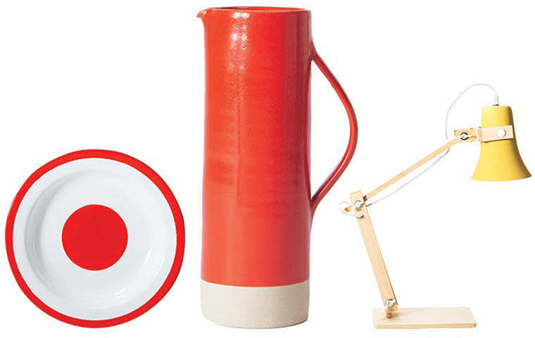 Homes - The Simple Life: red jug and white plate and lamp