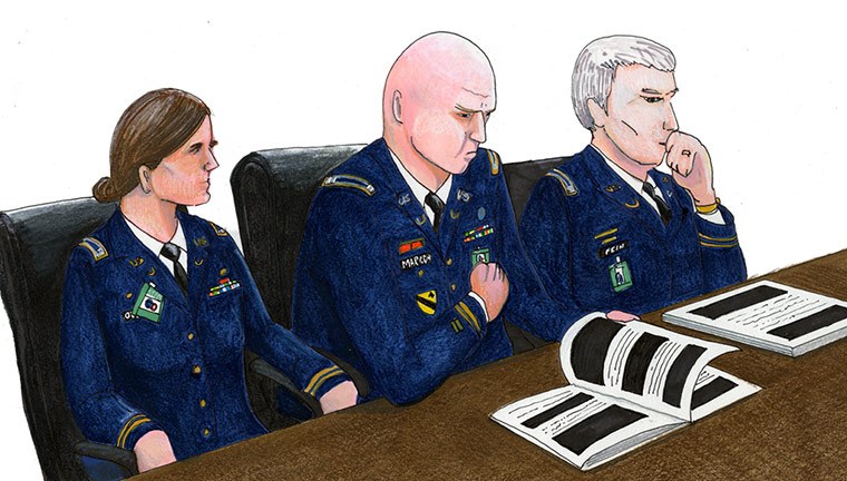 Bradley Manning: Captain Angel Overgaard, Captain Joe Morrow, Major Ashden Fein