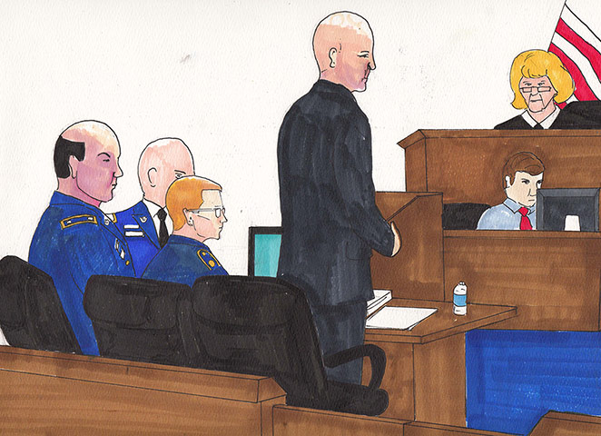 Bradley Manning: Bradley Manning at the defense table