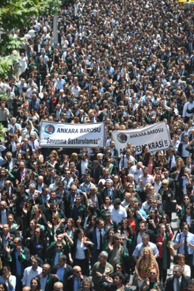 Turkish lawyers march in support of anti-government protests in Ankara on 12 June 2013.