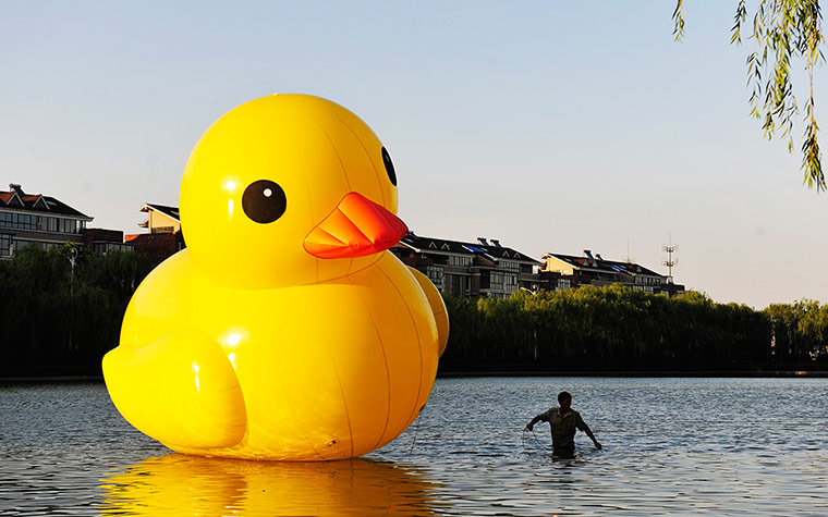 Rubber duck: The duck on a lake in China