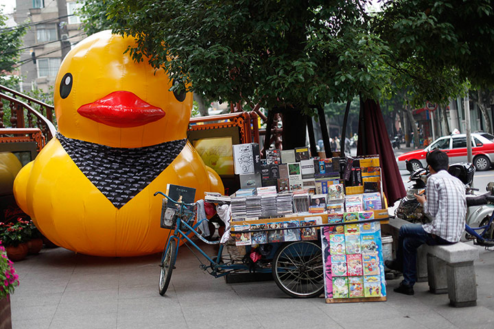 Rubber duck: The duck on a street in Shanghai