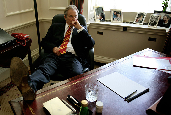 Stefan Rousseau: Tony Blair at his desk in his office at 10 Downing Street