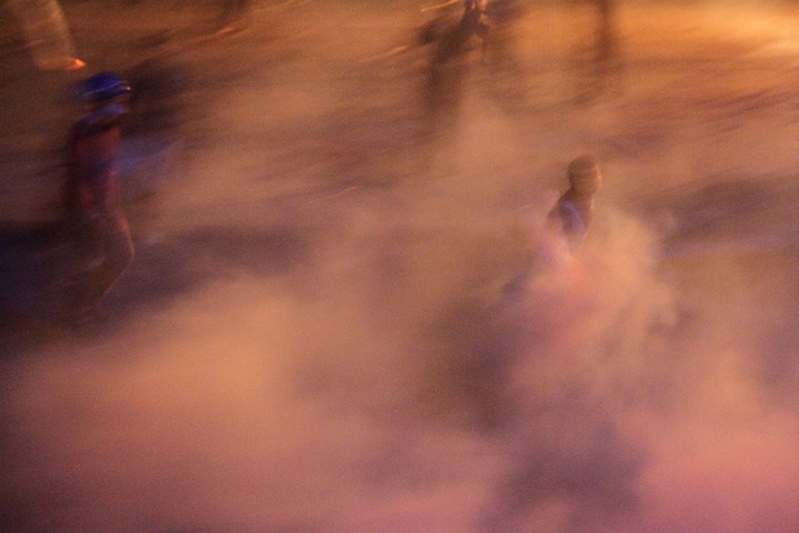 Turkey demonstrations: people in tear gas