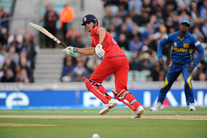 Champions Trophy: Alistair Cook goes for a quick single 