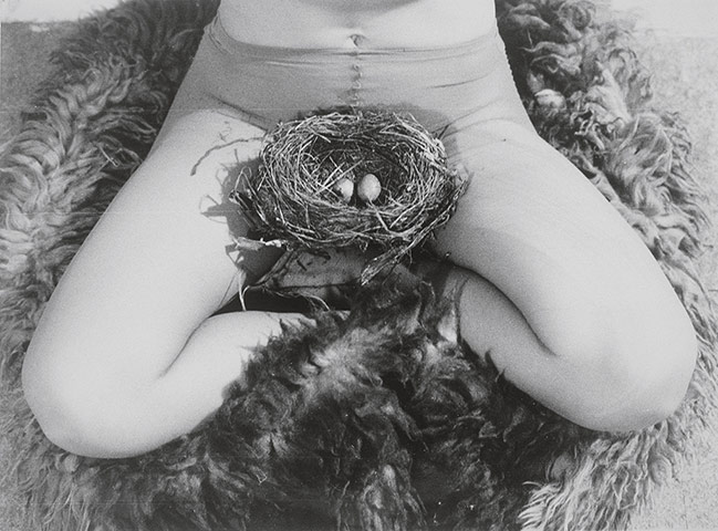 Photo Espana: Birgit Jürgenssen's Nest, 1979. Black-and-white photograph 