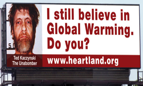 Billboards in Chicago paid for by The Heartland Institute along the inbound Eisenhower Expressway in Maywood, Illinois. Photograph: The Heartland Institute