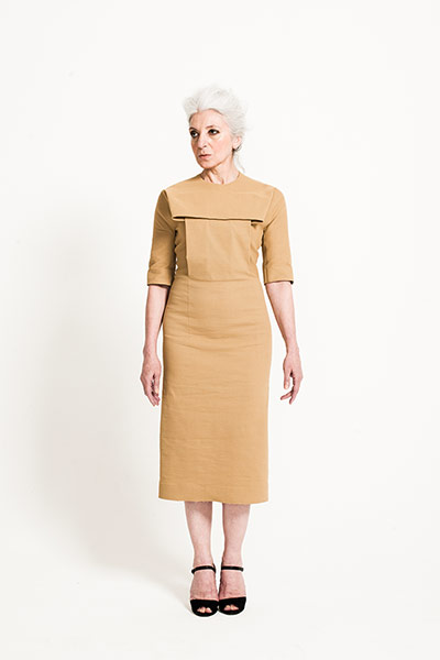 All Ages Khaki: folded panel dress black sandals