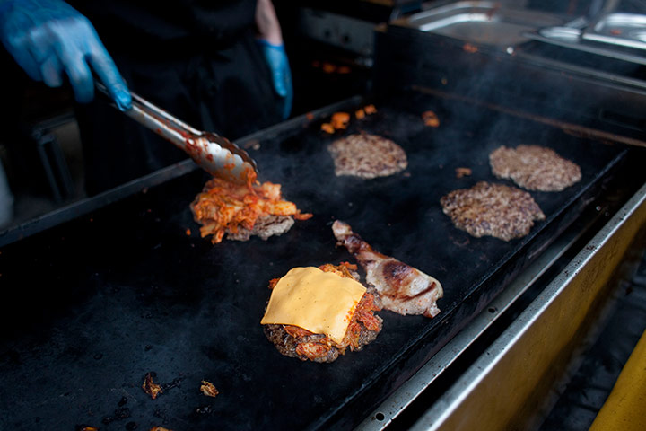 Street Food: Bacon Kimchi Cheeseburger