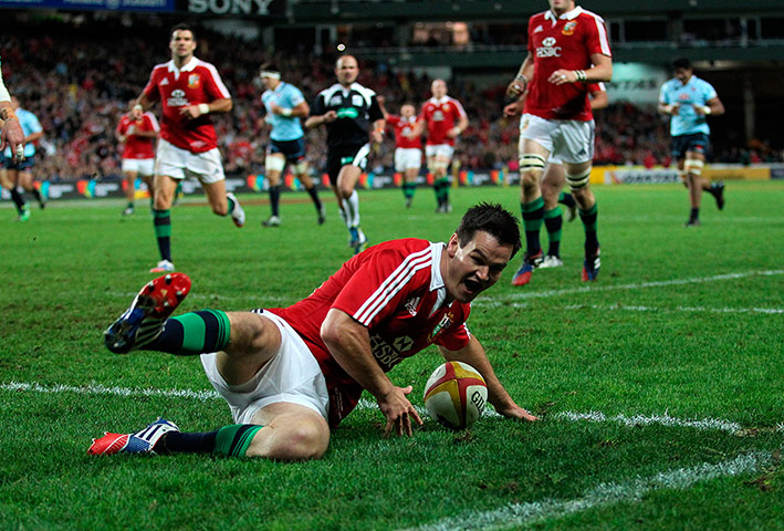 Lions Tour Match: British & Irish Lions' Jonathan Sexton scores a try