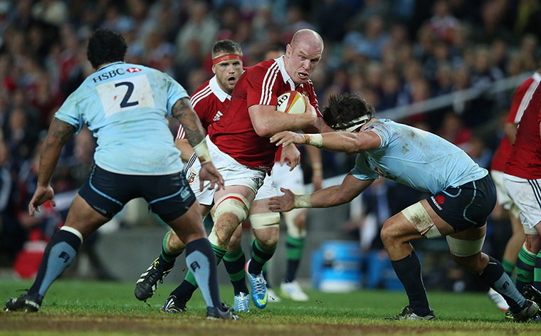 Lions Tour Match: Paul O'Connell of the Lions charges upfield