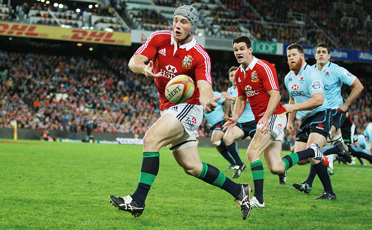 Lions Tour Match: Lion  Jonathan Davies in action takes a catch