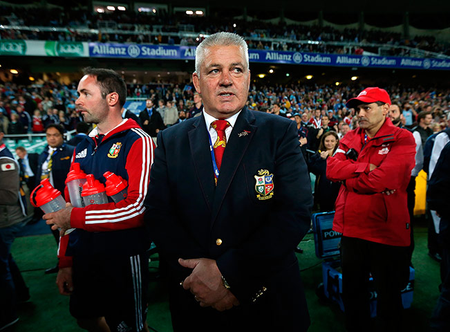 Lions Tour Match: Warren Gatland, Lions coach watching the game