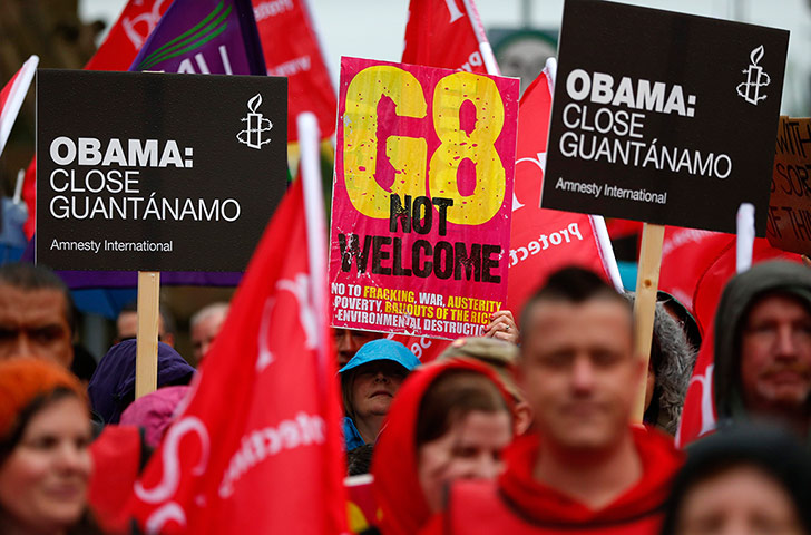 G8: People take part in a demonstration against the G8 summit in Belfast