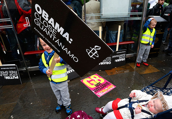 G8: A boy during a protest against the upcoming G8 summit in Belfast