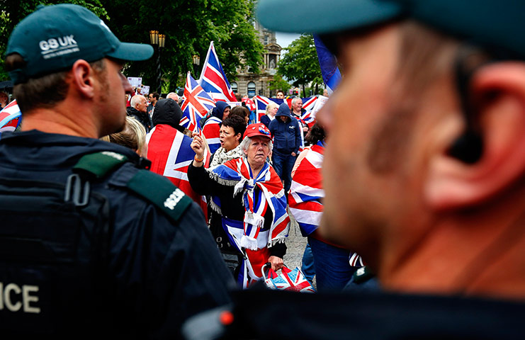 G8: Loyalist demonstrators take part in an anti-G8 protest in Belfast
