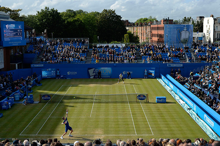 Tsonga v Murray: Andy Murray serving against France's Jo-Wilfried Tsonga