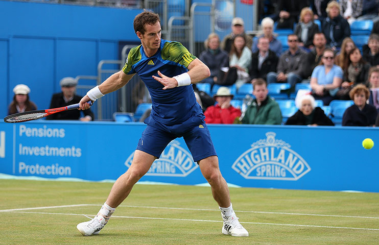 Tsonga v Murray: Andy Murray of Great Britain hits another forehand