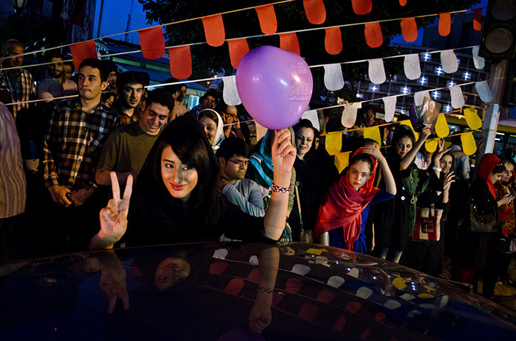 iran election celebration: Hassan Rouhani is delcared the winner