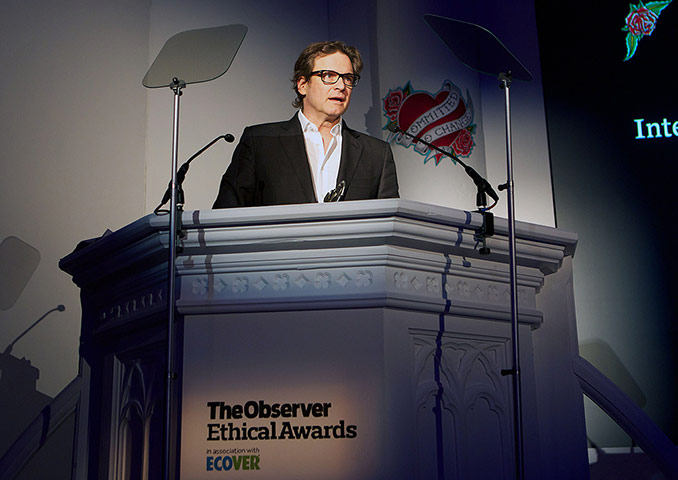 Ethical Awards: Colin Firth accepting the International Campaigner of the Year award