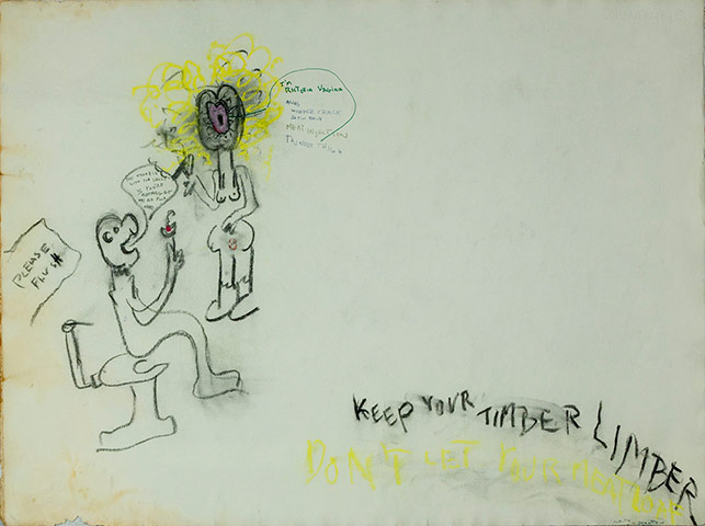 Timber Limber: Judith Bernstein, Keep Your Timber Limber, 1966. Mixed Media on Paper