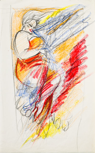 Keep your timber limber: Divine, Neon Woman play 1976. Crayon and pencil on paper 