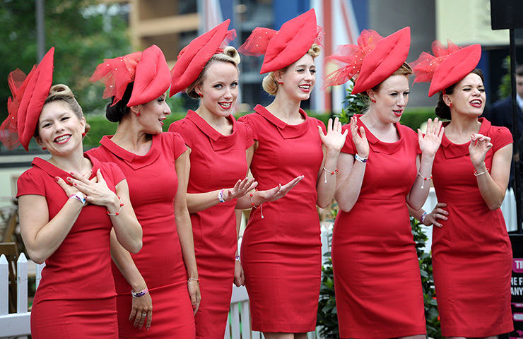 Ascot day one: The Tootsie Rollers perform at Ascot Racecourse