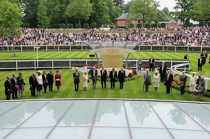 Tom Jenkins's Ascot Day 1: The royal party stand during the minutes silence for Sir Henry Cecil 