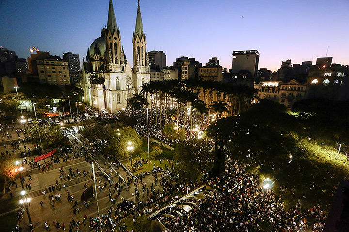 Brazil protests continue: Students take part in a demonstration at Praca da Se, in Sao Paulo