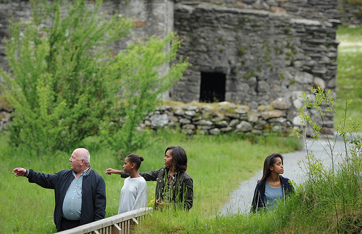 Malia and Sasha Obama: Michelle Obama, Sasha and Malia visit Glendalough with tour guide George Mc
